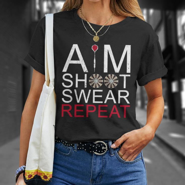 Aim Shoot Swear Repeat Darts Retro Vintage T-shirt Gifts for Her