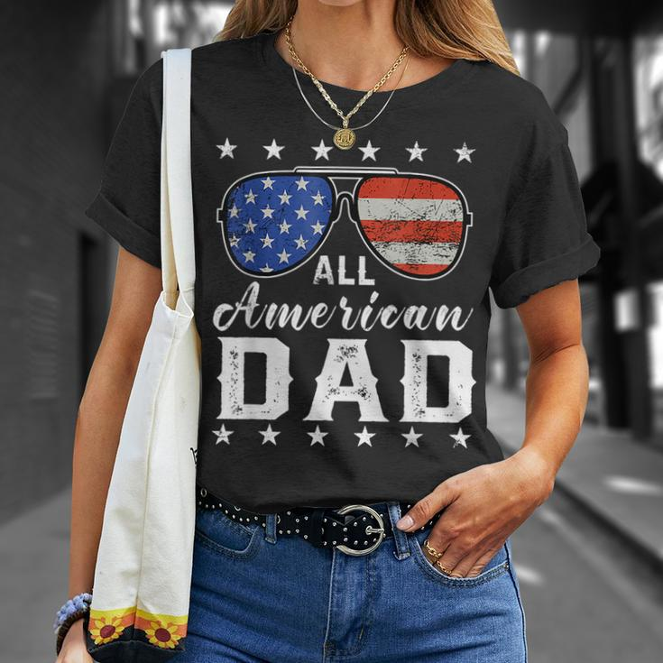 All American Dad 4Th Of July Usa America Flag Sunglasses Unisex T-Shirt Gifts for Her