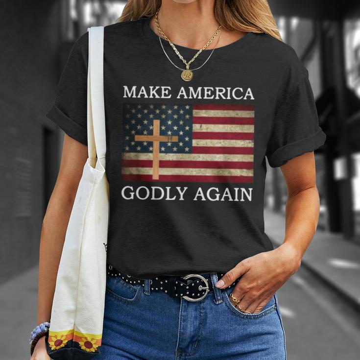 Make America Godly Again American Flag Shirt T-shirt Gifts for Her