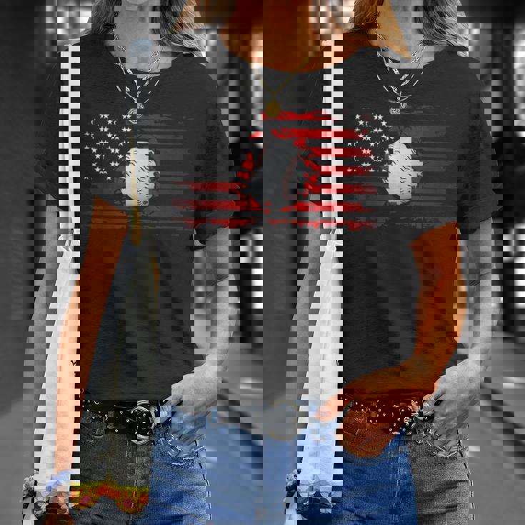 American Flag Baseball Apparel - Baseball Unisex T-Shirt Gifts for Her