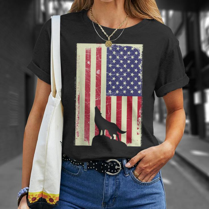 American Wolf Hunter Patriotic For Dad Fathers Day Gift For Mens Unisex T-Shirt Gifts for Her