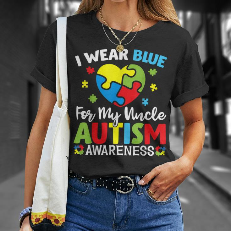 Autism Awareness Month Heart I Wear Blue For My Uncle Unisex T-Shirt Gifts for Her