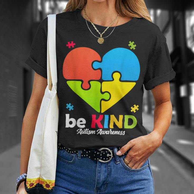 Autism Awareness- Be Kind Puzzle Heart Kindness Unisex T-Shirt Gifts for Her
