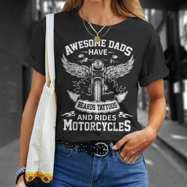 Awesome Dads Have Beards Tattoos And Rides Motorcycles Unisex T-Shirt Gifts for Her