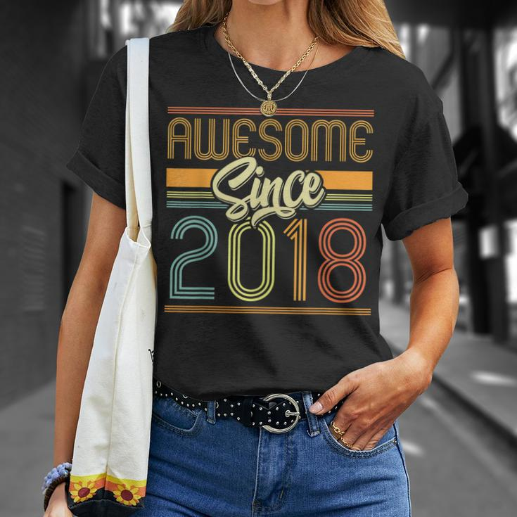 Awesome Since 2018 5Th Birthday 5 Years Old Bday Kids Boys Unisex T-Shirt Gifts for Her
