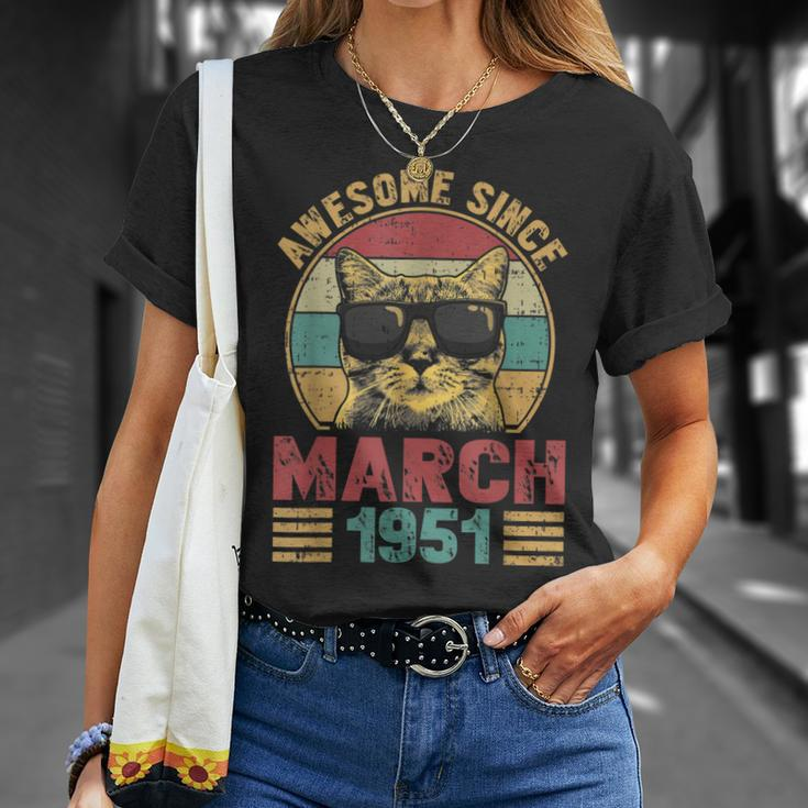 Awesome Since March 1951 72 Years Old Gifts Cat Lovers Unisex T-Shirt Gifts for Her