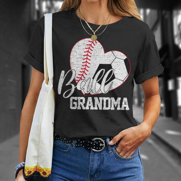 Ball Grandma Both Of Soccer Baseball Gifts Women Mothers Day Unisex T-Shirt Gifts for Her