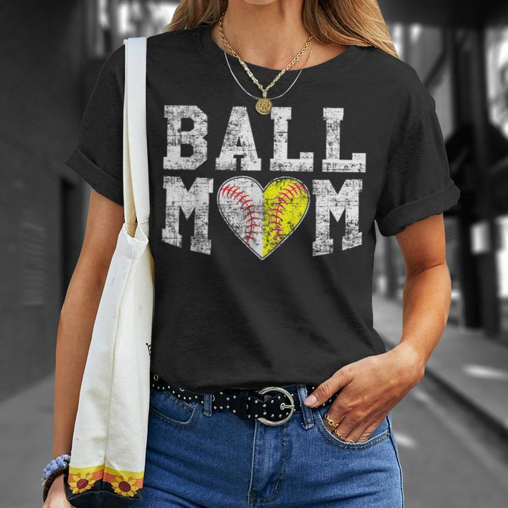Ball Mom Baseball Softball Heart Sport Lover T-Shirt Gifts for Her