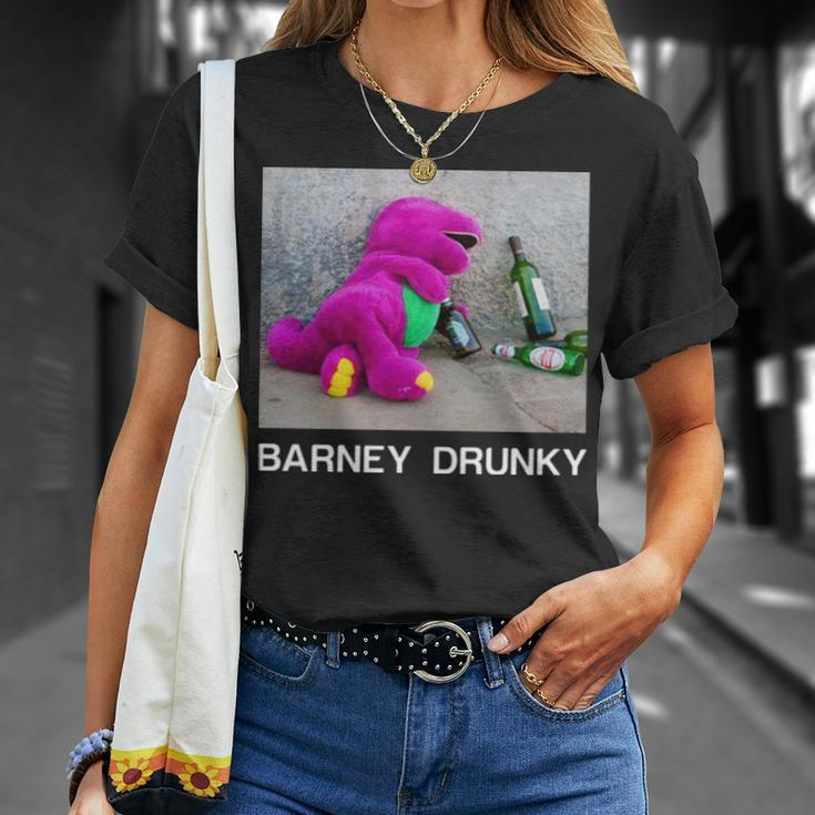 Barney Drunky Wine Bottle The Dinosaur Unisex T-Shirt Gifts for Her