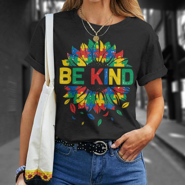 Be Kind Autism Awareness Women Girls Sunflower Unisex T-Shirt Gifts for Her