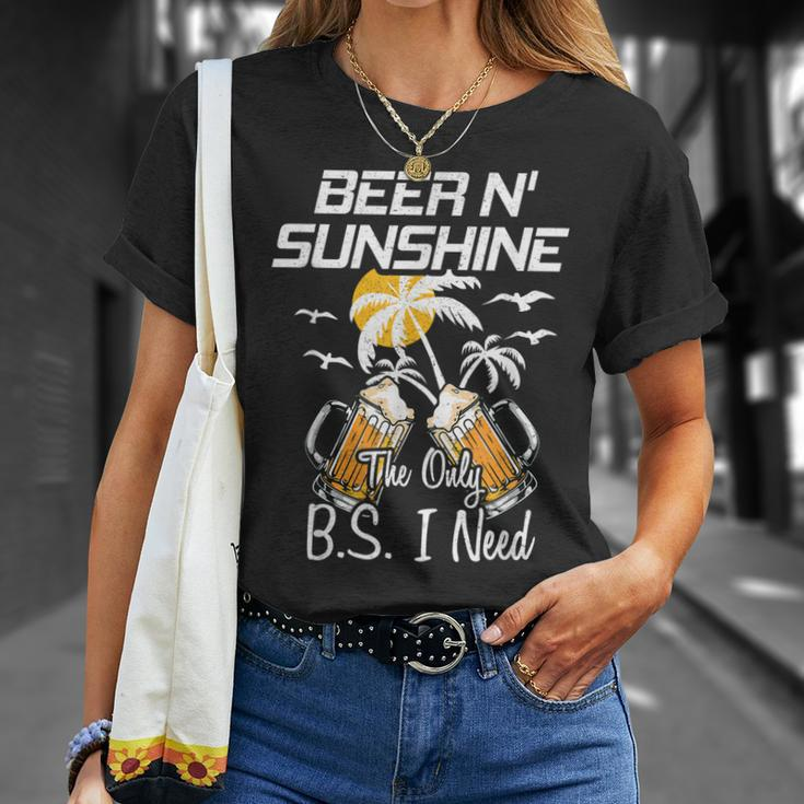 Beer N Sunshine The Only Bs I Need Funny Summer Drinking Unisex T-Shirt Gifts for Her