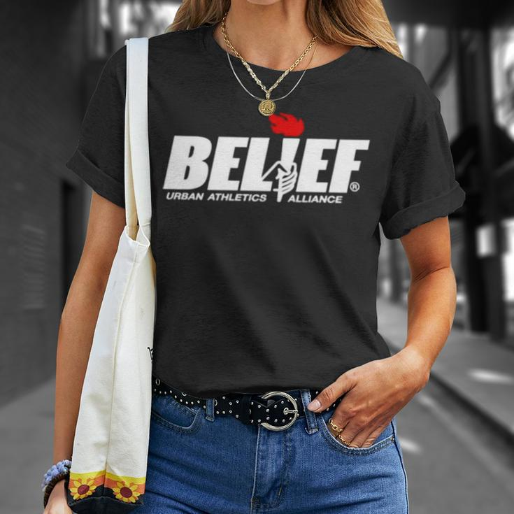 Belief Urban Athletics Alliance Unisex T-Shirt Gifts for Her