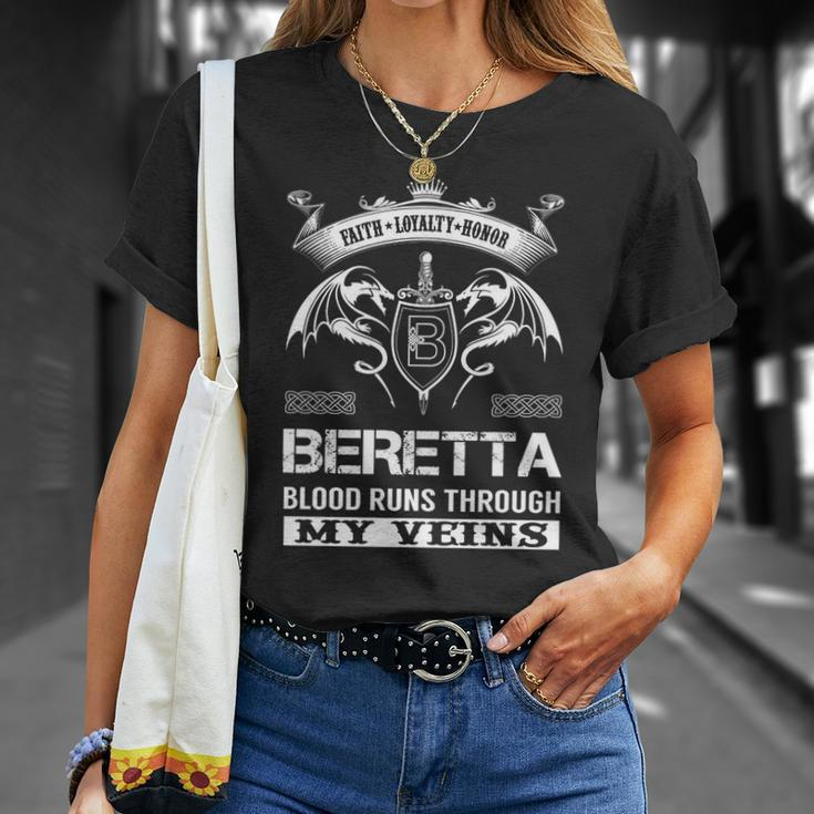 Beretta Blood Runs Through My Veins Unisex T-Shirt Gifts for Her