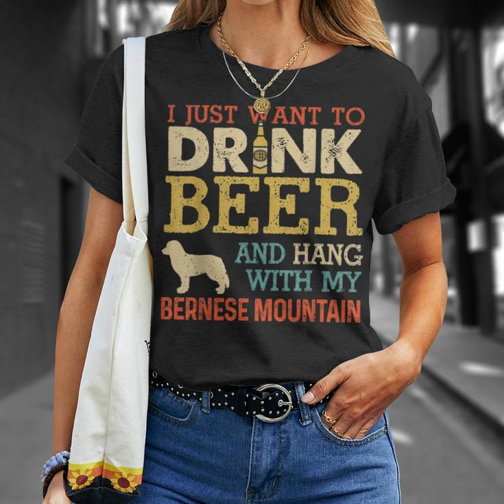 Bernese Mountain Dad Drink Beer Hang With Dog Vintage T-Shirt Gifts for Her