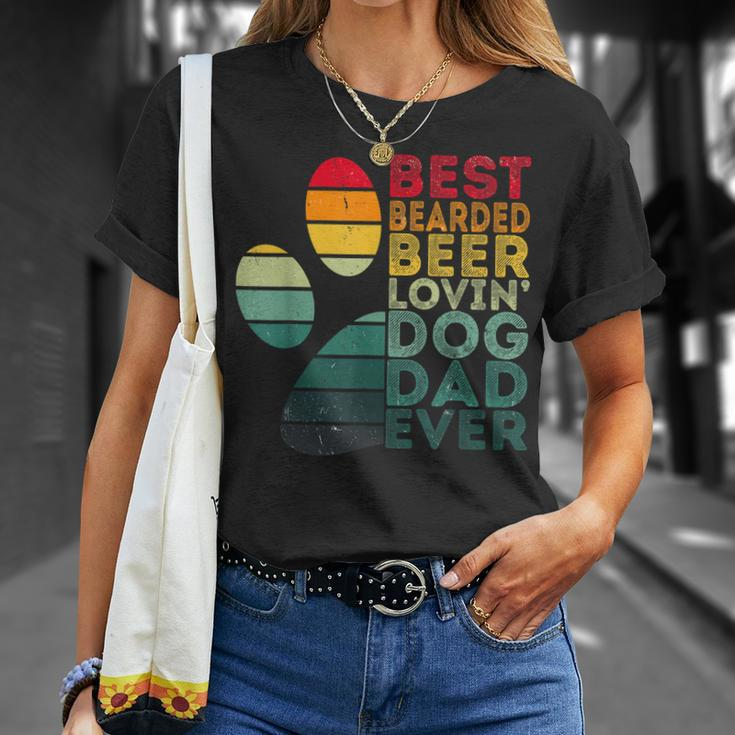 Best Bearded Beer Lovin Dog Dad Ever Retro Vintage Unisex T-Shirt Gifts for Her