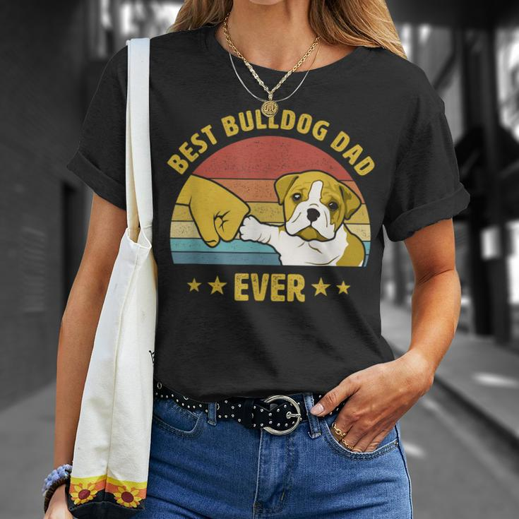 Mens Best Bulldog Dad Ever Vintage English Bulldog Puppy Lover V2 T-Shirt Gifts for Her