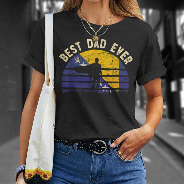 Best Dad Ever Bosnia & Herzegovina Hero Vintage Flag Gift For Mens Unisex T-Shirt Gifts for Her