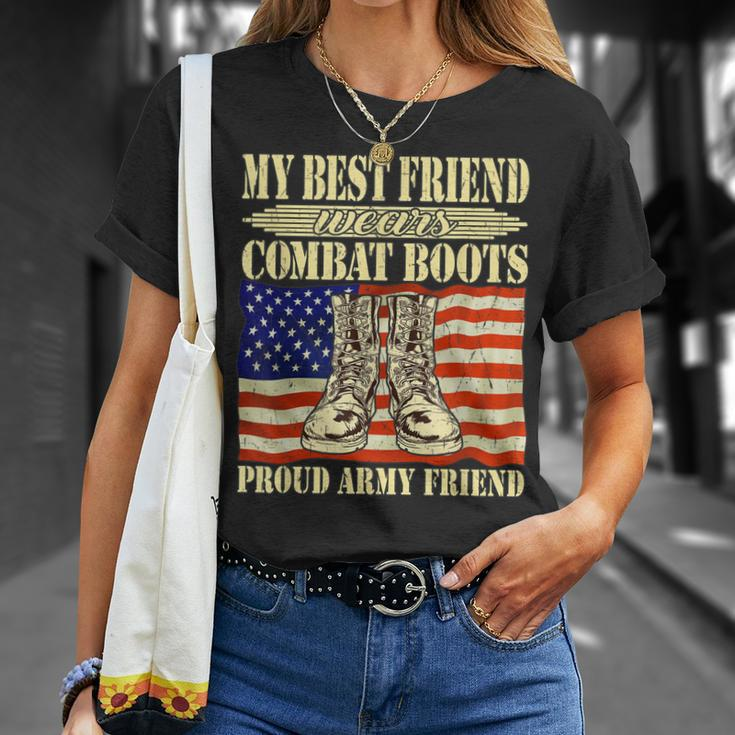 My Best Friend Wears Combat Boots Proud Army Friend Buddy T-Shirt Gifts for Her