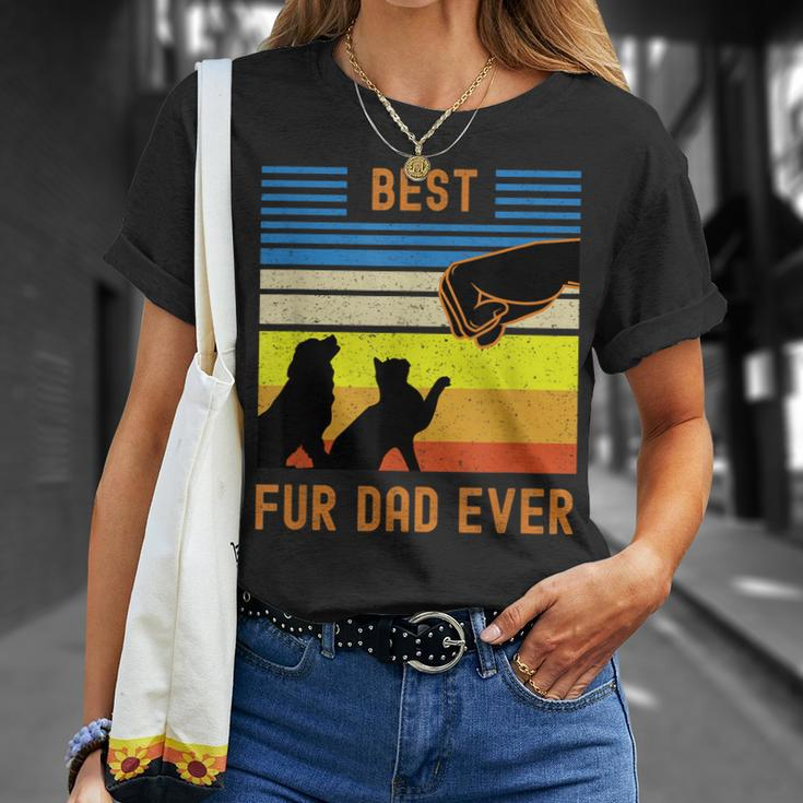 Best Fur Dad Ever Vintage Retro Dog And Cat Owner V2 T-Shirt Gifts for Her