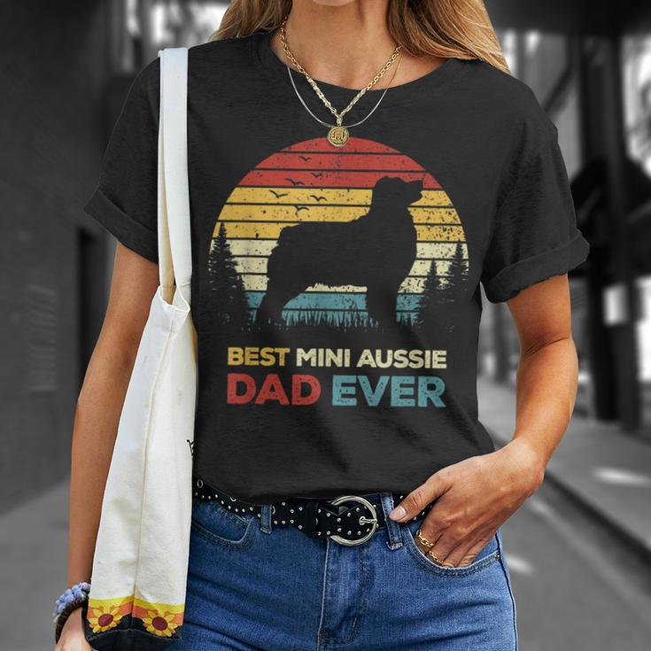 Best Mini Aussie Dad Ever Retro Australian Shepherd Dog Unisex T-Shirt Gifts for Her
