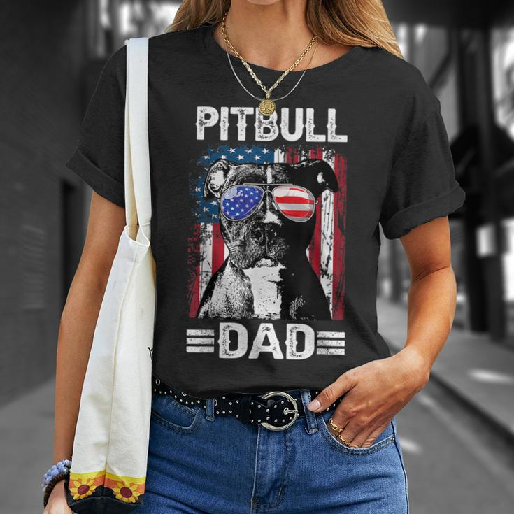 Best Pitbull Dad Ever American Flag 4Th Of July Gift For Mens Unisex T-Shirt Gifts for Her