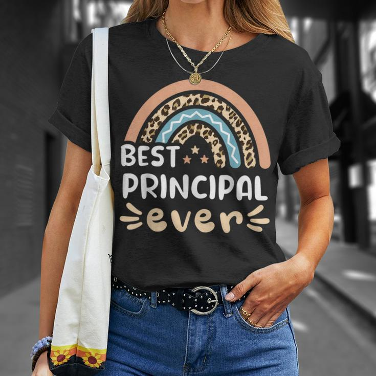 Best Principal Ever Leopard Rainbow Mom Unisex T-Shirt Gifts for Her