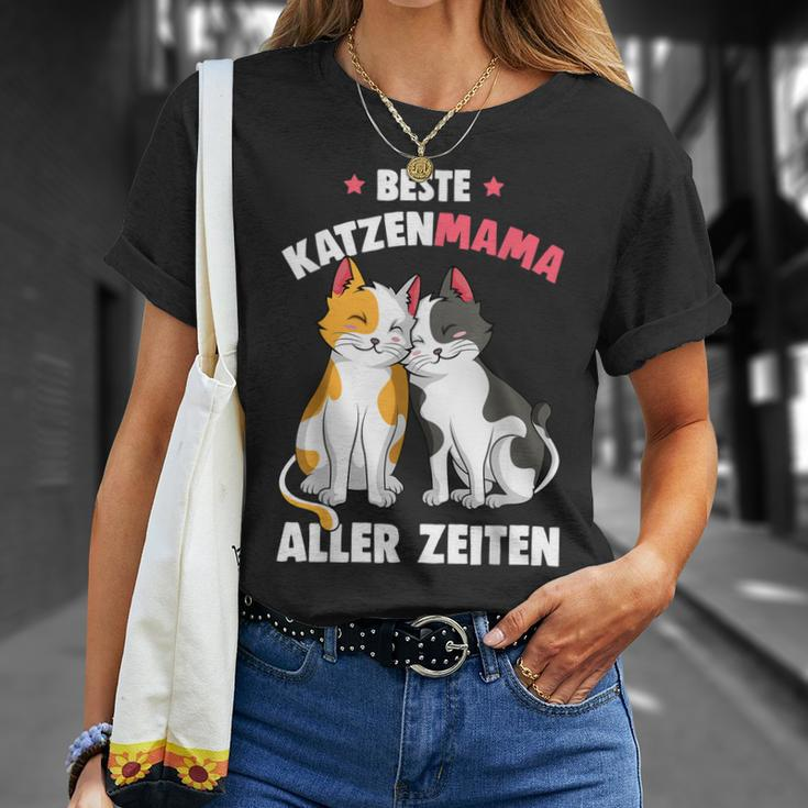 Beste Katzen Mama Aller Zeiten Katzenmama Katze Damen T-Shirt Geschenke für Sie