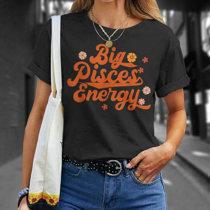 Big Pisces Energy Groovy Zodiac Sign Astrology Horoscope Unisex T-Shirt Gifts for Her