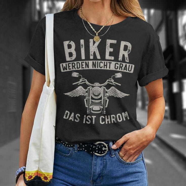 Biker Werden Nicht Grau Das Ist Chrom Lustiges Motorrad T-Shirt Geschenke für Sie
