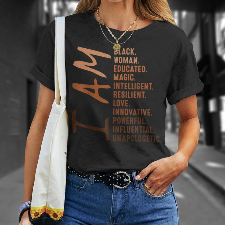 I Am Black Woman Black History Month Educated Black Girl V15 T-Shirt Gifts for Her