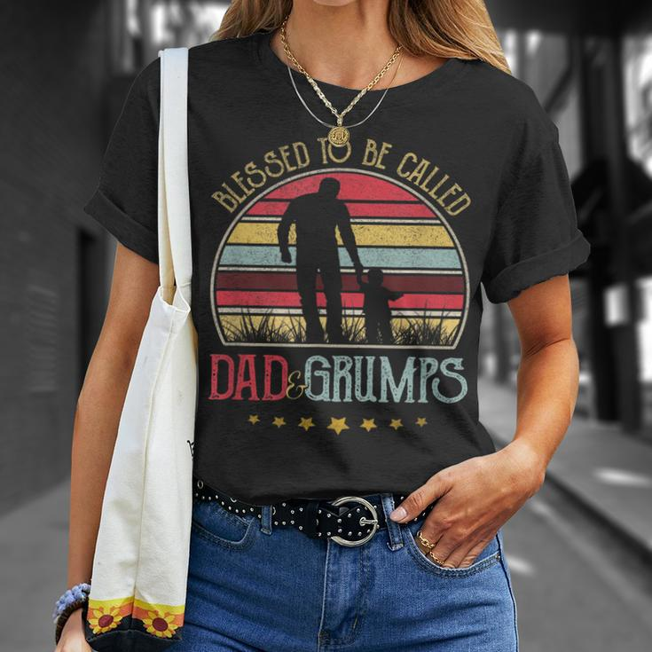 Blessed To Be Called Dad And Grumps Vintage Fathers Day Unisex T-Shirt Gifts for Her
