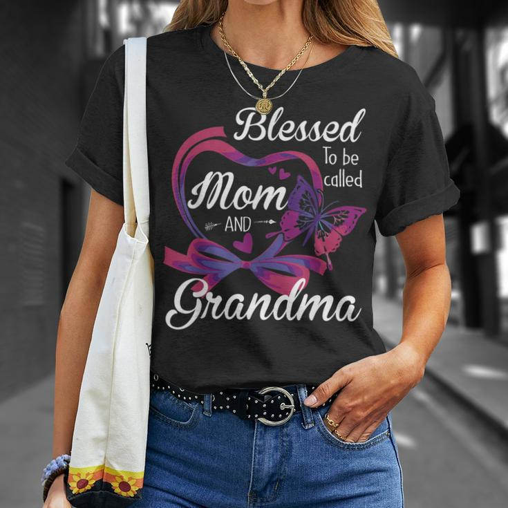 Blessed To Be Called Mom And Grandma Funny Butterfly Unisex T-Shirt Gifts for Her