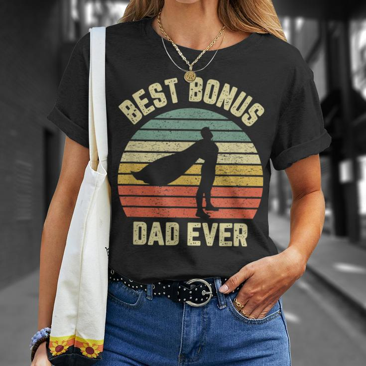 Bonus Dad Gift Cool Retro Hero Best Bonus Dad Ever Gift For Mens Unisex T-Shirt Gifts for Her