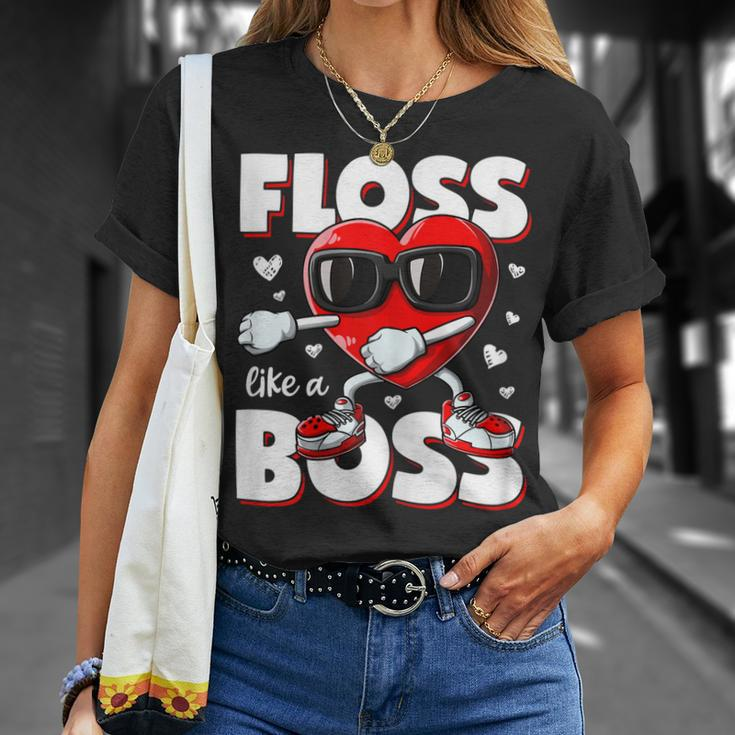 Boys Valentines Day Shirt Kids Floss Like A Boss Flossing Unisex T-Shirt Gifts for Her