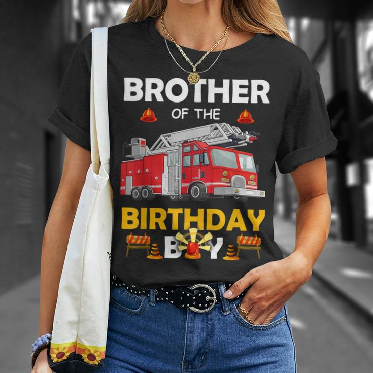 Brother Of The Birthday Boy Fire Truck Firefighter Party Bro T-Shirt Gifts for Her