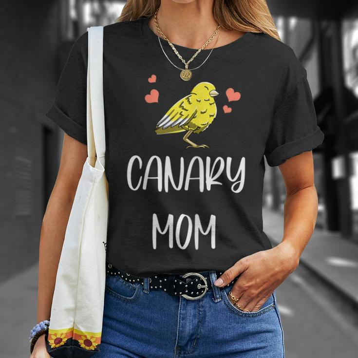Canary Mom Leaf Pattern Cool Fowl Finch Pet Bird Lover Gift Gift For Womens Unisex T-Shirt Gifts for Her