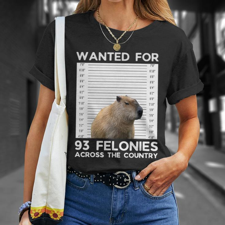 Capybara Mugshot Wanted For 93 Felonies Across The Country Unisex T-Shirt Gifts for Her