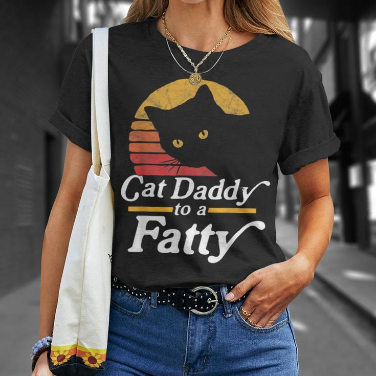 Cat Daddy To A Fatty Vintage 80S Sunset Fat Chonk Dad V2 T-Shirt Gifts for Her