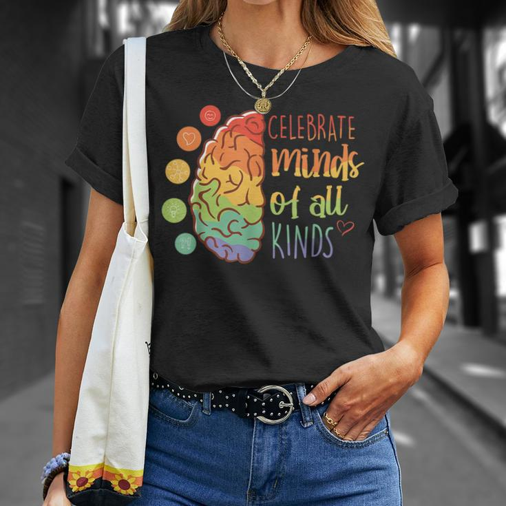 Celebrate Minds Of All Kinds Mental Health Matters Unisex T-Shirt Gifts for Her