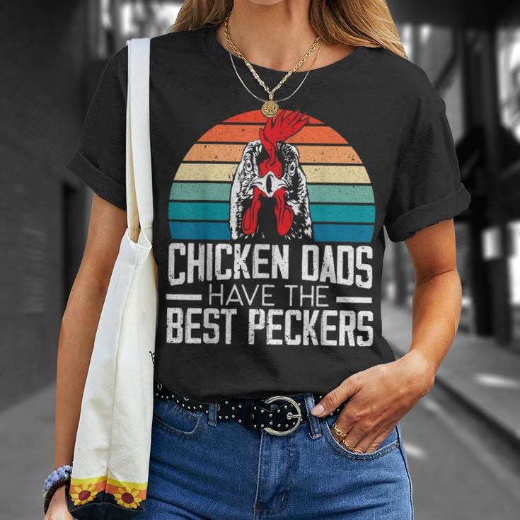 Mens Chicken Dads Have The Best Peckers Farmer Dad Fathers Day T-Shirt Gifts for Her
