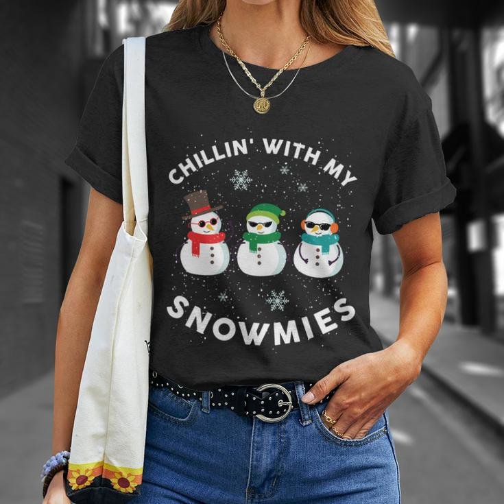 Chillin With My Snowmies Cute Snow Ugly Christmas Sweater Cool Gift Unisex T-Shirt Gifts for Her