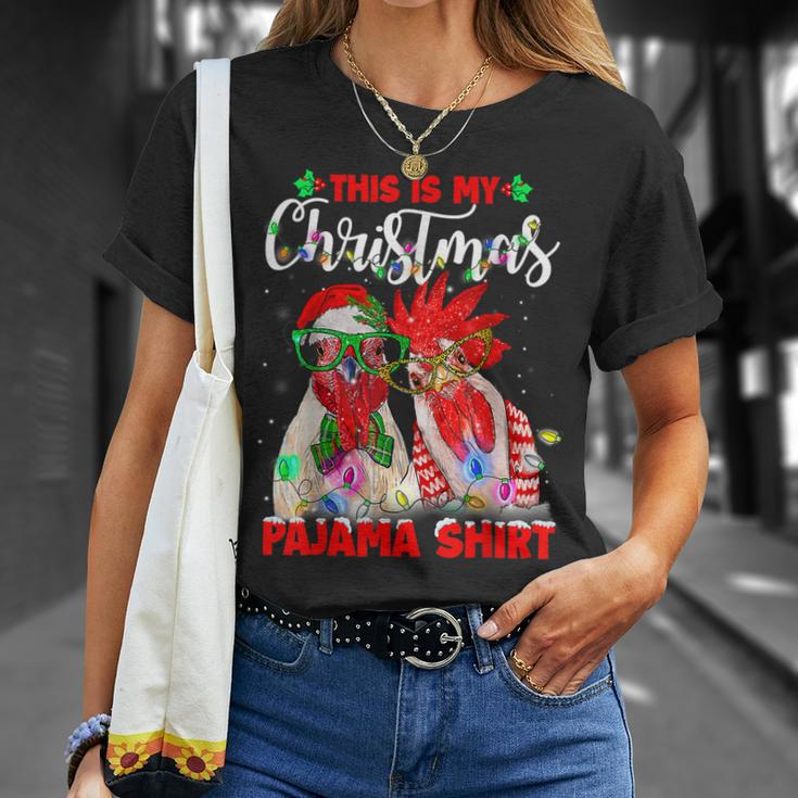 This Is My Christmas Pajama Chicken Lover Xmas Light Holiday T-shirt Gifts for Her
