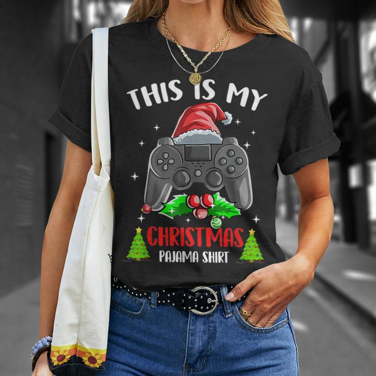 This Is My Christmas Pajama Santa Hat Gamer Video Game T-shirt Gifts for Her