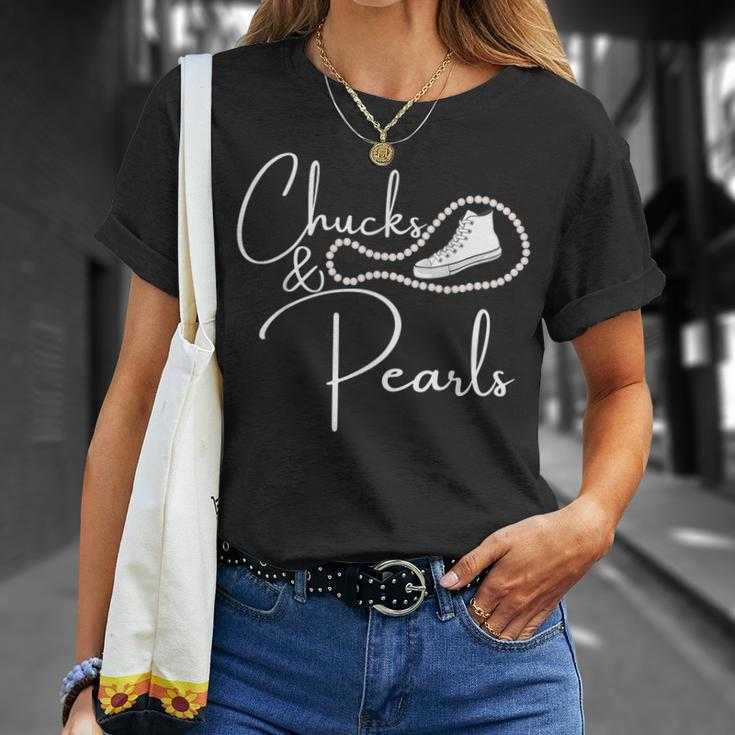 Chucks And Pearls 2021 Hbcu Black Girl Magic White T-Shirt Gifts for Her
