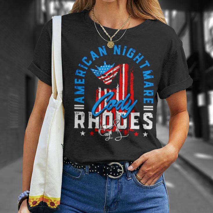 Cody Rhodes American Nightmare Usa Flag Signature Unisex T-Shirt Gifts for Her