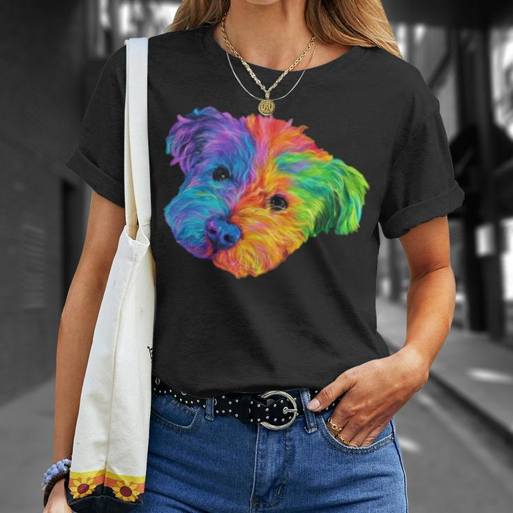 Colorful Bichon Frize Dog Digital Art Unisex T-Shirt Gifts for Her