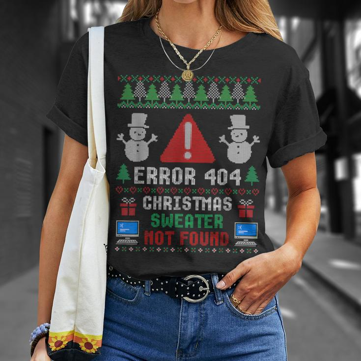 Computer Error 404 Ugly Christmas Sweater Nots Found T-shirt Gifts for Her