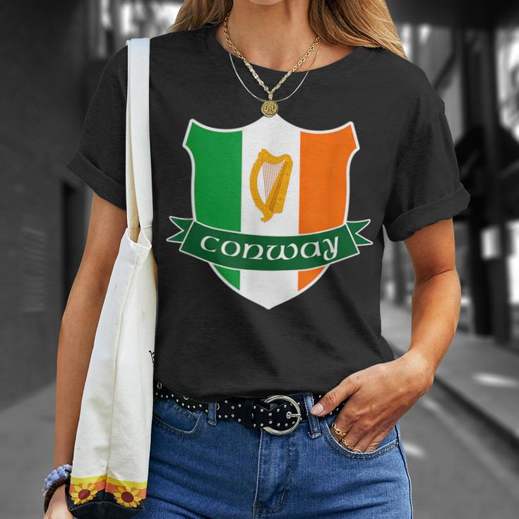 Conway Irish Name Ireland Flag Harp Family Unisex T-Shirt Gifts for Her