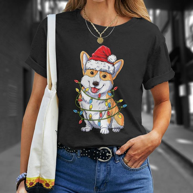 Corgi Santa Christmas Tree Lights Xmas Boys Men Corgmas Dog Tshirt Unisex T-Shirt Gifts for Her