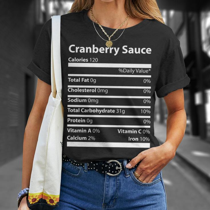 Cranberry Sauce Nutritional Facts Funny Thanksgiving Unisex T-Shirt Gifts for Her